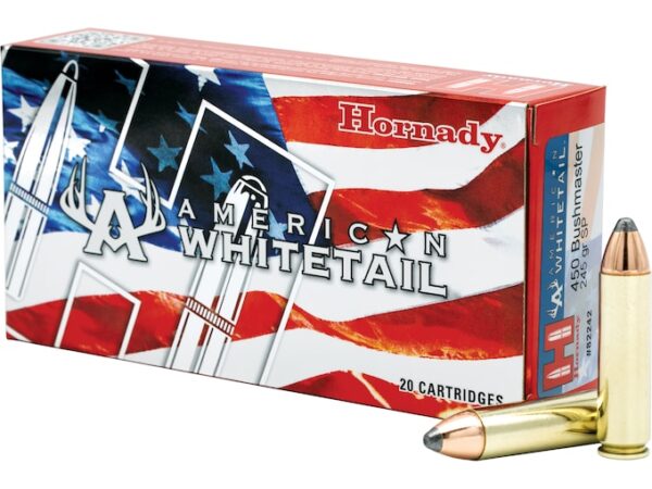 Hornady American Whitetail Ammunition 450 Bushmaster 245 Grain Interlock Spire Point Box of 500