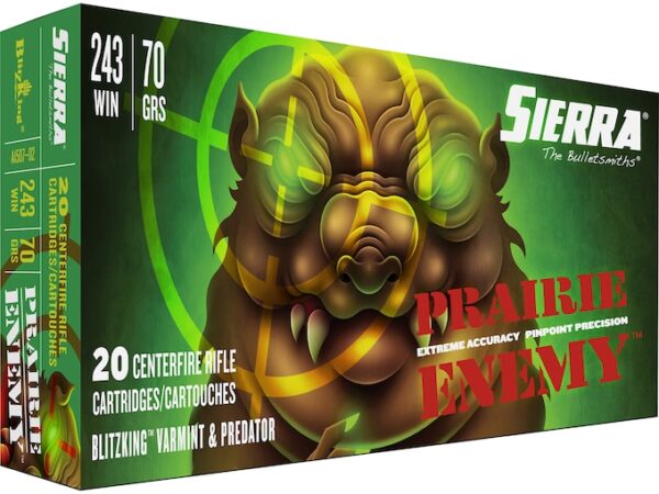 Sierra Prairie Enemy Ammunition 243 Winchester 70 Grain BlitzKing Polymer Tip Box of 500