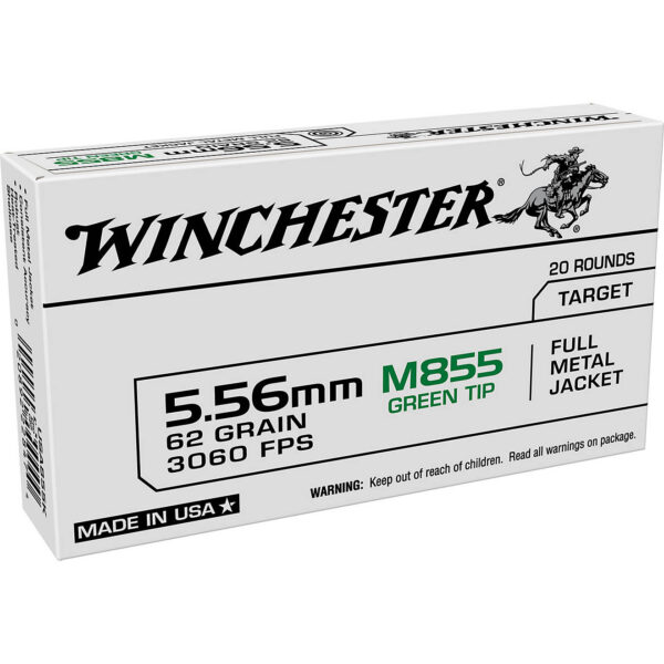 Winchester 5.56x45mm NATO 62-Grain FMJ Ammo