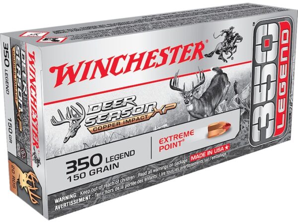 Winchester Deer Season XP Copper Impact Ammunition 350 Legend 150 Grain Copper Extreme Point Polymer Tip Lead Free Box of 500