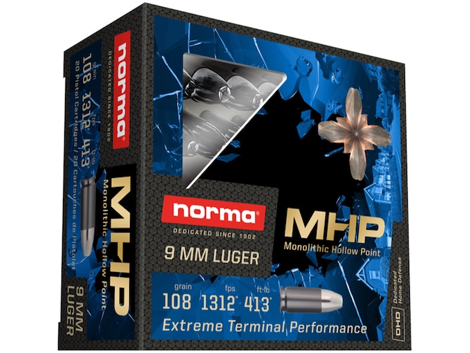 Norma Home Defense MHP Ammunition 9mm Luger 108 Grain Canada