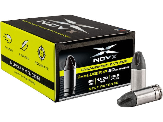 NovX Engagement Extreme Self-Defense Ammunition 9mm Luger +P 65 Grain Fluted Canada